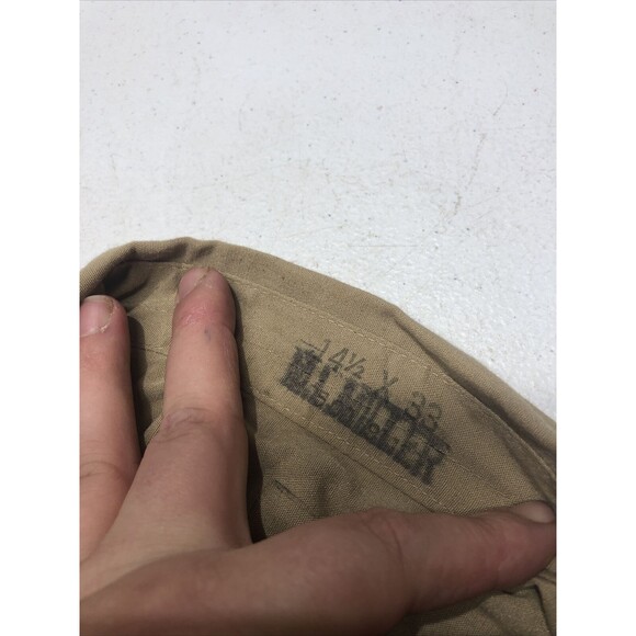 Vintage U.S. Marine Corps Shirt Mens 14.5 X 33 Brown Khaki Army Military Small - Picture 4 of 6